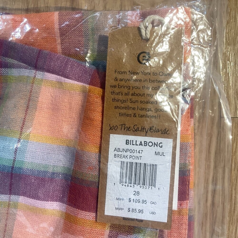 NWT Billabong Salty Blonde Break Point Pants - Multi - Women's 28 - Picture 2 of 4